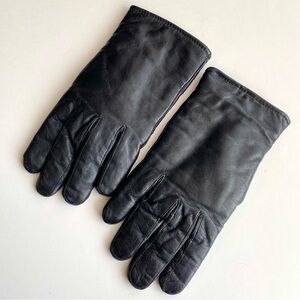Unisex Genuine Black Leather Gloves with Thinsulate Lining